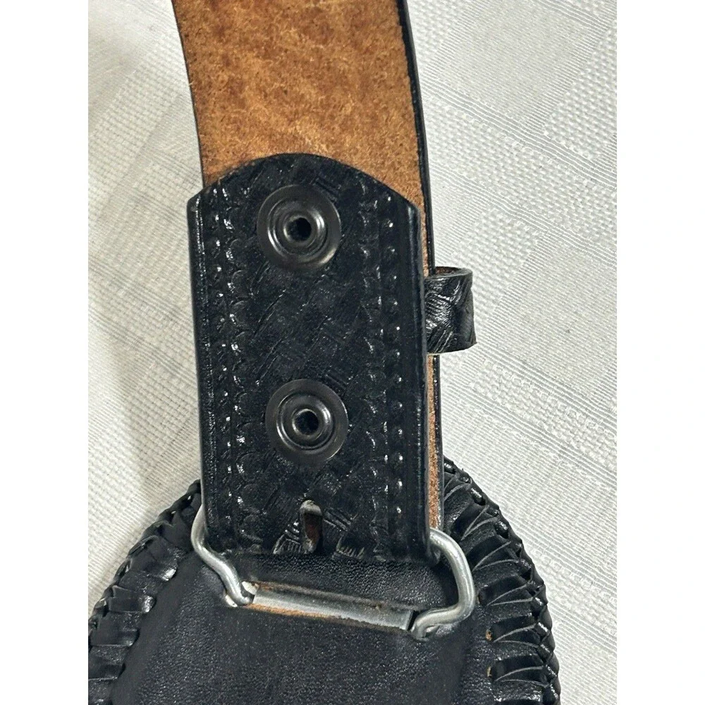 GENUINE Rattle Snake Buckle with Black Leather Belt Size 36 Mens Western boot
